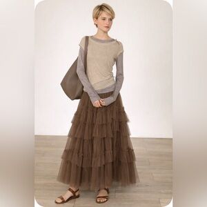 Hand Crafted Chocolate Tulle A-Line Skirt